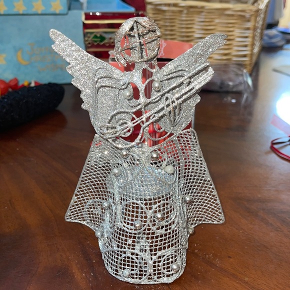 Silver Glitter Angel Candle holder - Picture 1 of 4